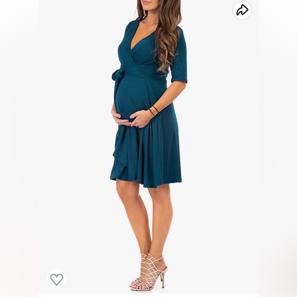 Mother Bee Maternity Dresses & Skirts - Mother Bee Teal Maternity Dress with Tie at Waist. Size Large. NWT.